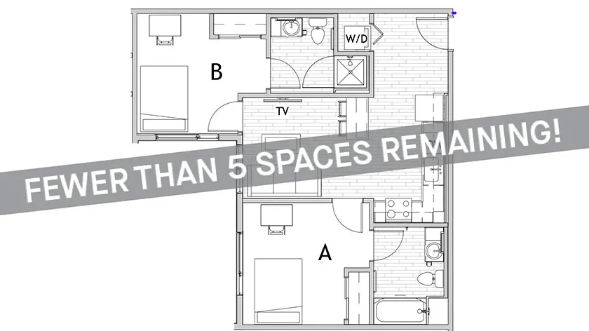 2 Bedroom Floor Plan 3 | CSU Off Campus Housing | Uncommon Fort Collins