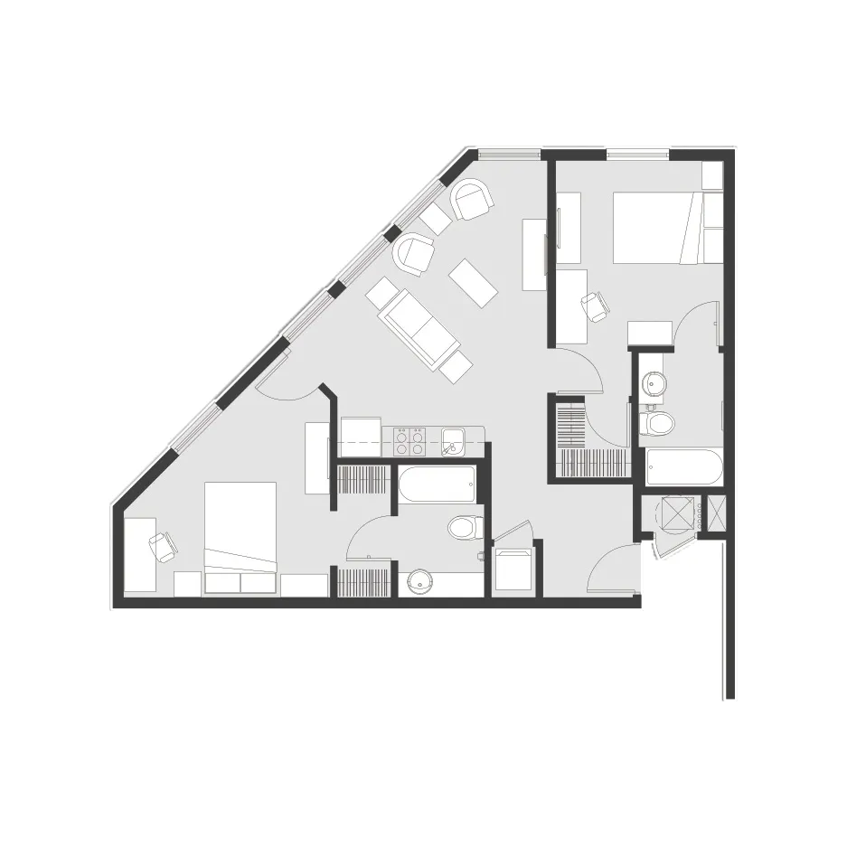 B2 - 2 x 2 Floor Plan