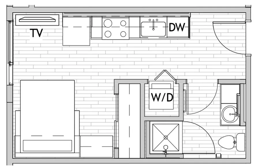 Studio Floor Plan 1 | CSU Off Campus Housing | Uncommon Fort Collins