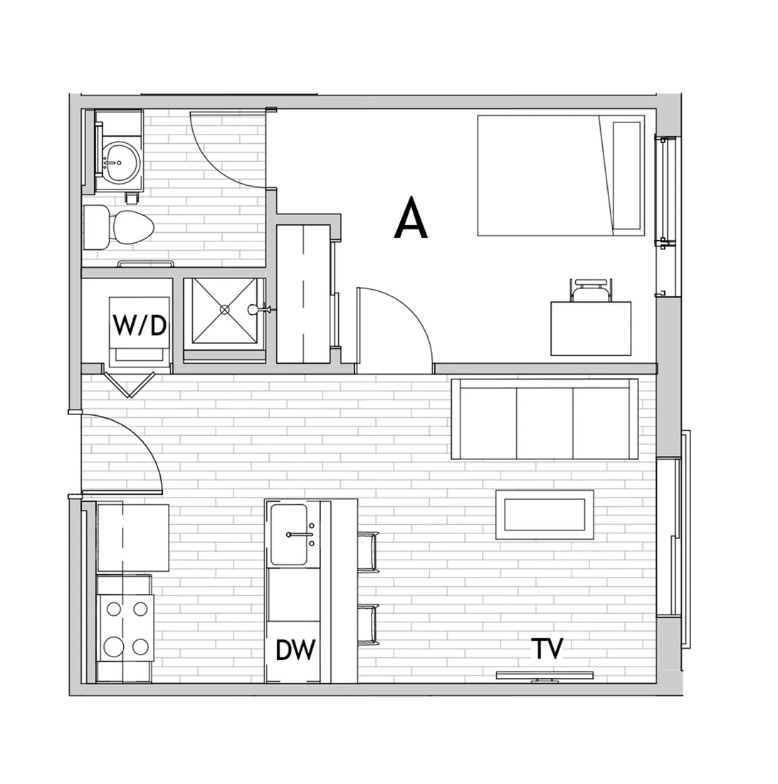 1 Bedroom Floor Plan 1