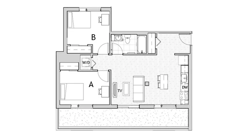 2 Bedroom Floor Plan 2 | Csu Off Campus Housing | Uncommon Fort Collins