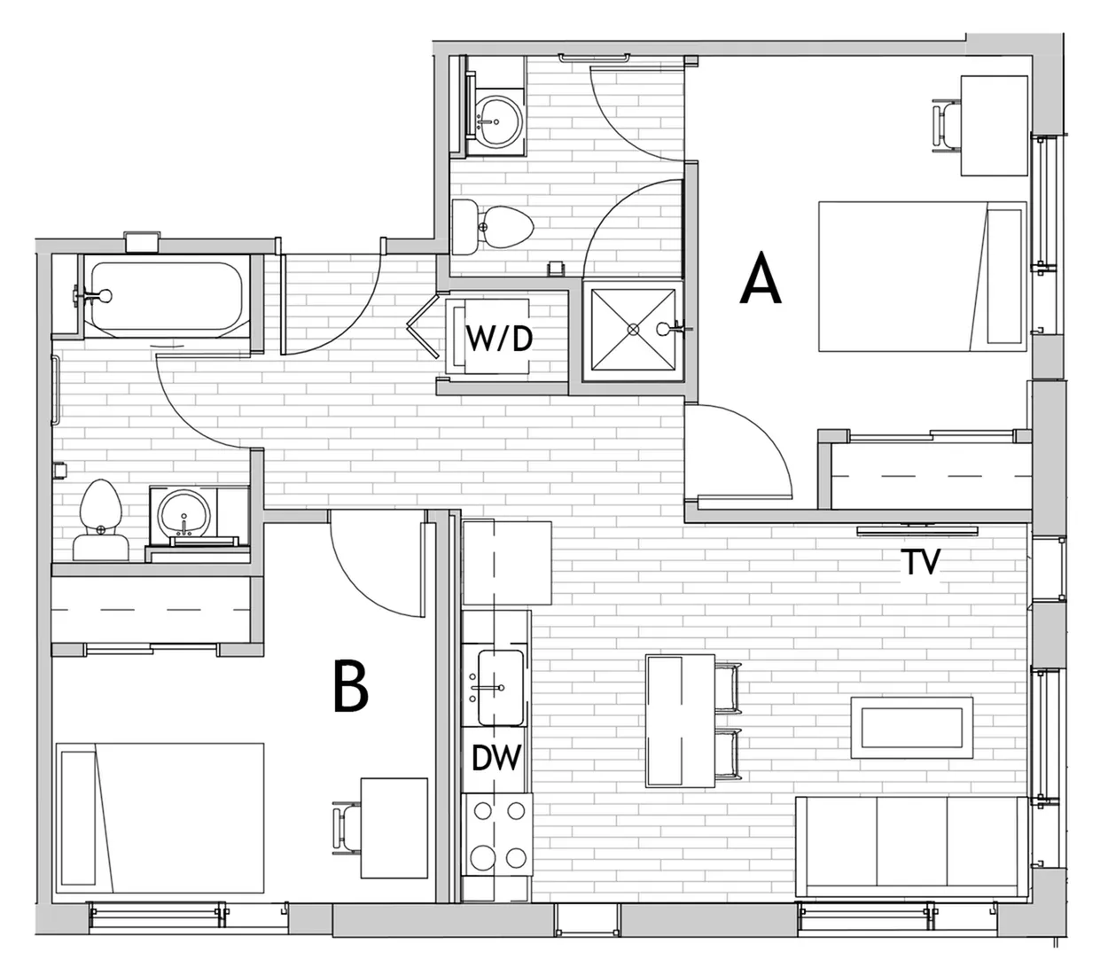 2 Bedroom Floor Plan 1