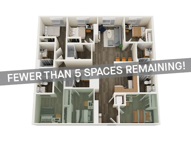 6x6 A Penthouse | Bed A, B, F: Private