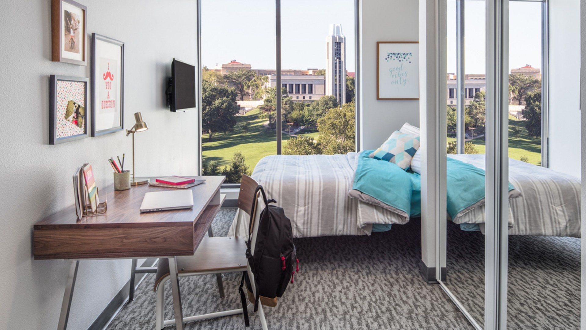 HERE KS Fully Furnished KU Student Housing living room rendering