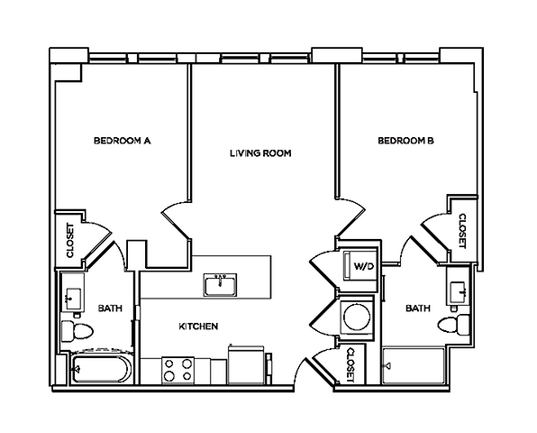 Bradford 1 - 2x2 floor plan
