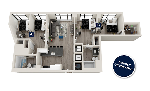 Brentwood - 2x2 DO floor plan