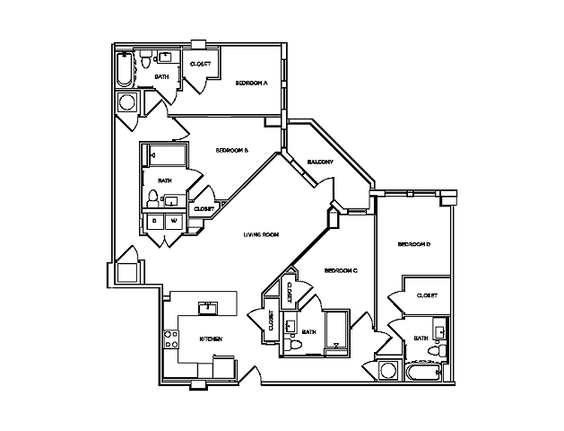 Dover 1 - 4x4 floor plan