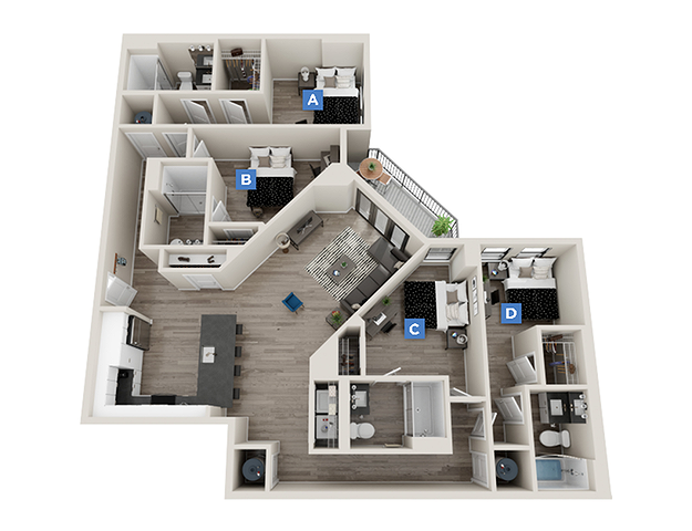 Dover 2 - 4x4 floor plan