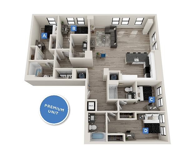 Downing 1 - 4x4 floor plan