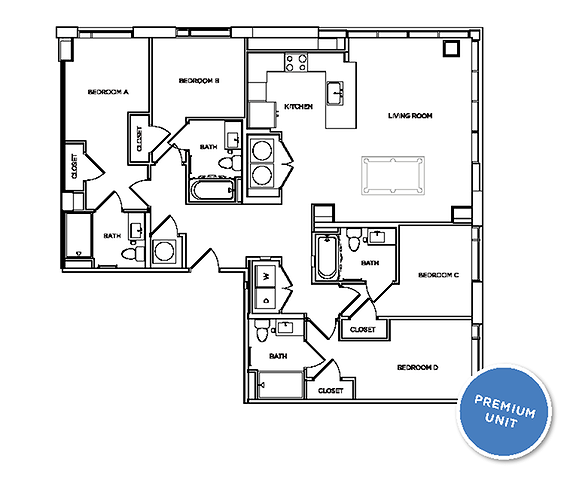 Downing 2 - 4x4 floor plan