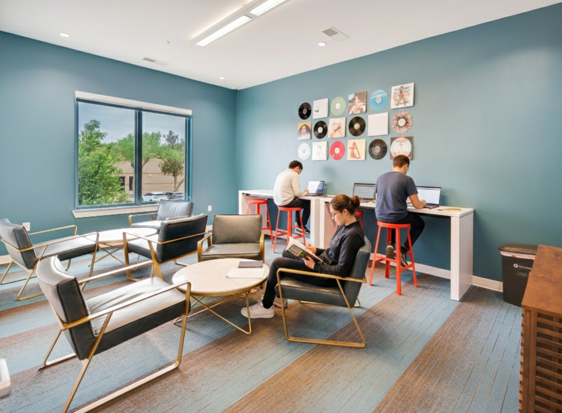 Modern Lounge with Laptops