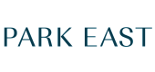 Elegant PARK EAST logo with modern typography in sleek dark blue.