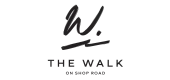 Modern logo design for The Walk on Shop Road, featuring sleek black typography and artistic script.