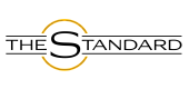 Sophisticated logo for 'The Standard' featuring elegant typography accented by a stylish gold circle.