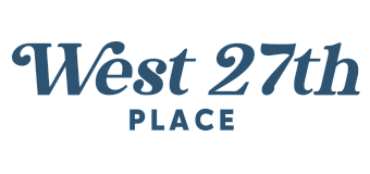 Elegant logo design displaying 'West 27th Place' in a stylish font, conveying sophistication and modern living.