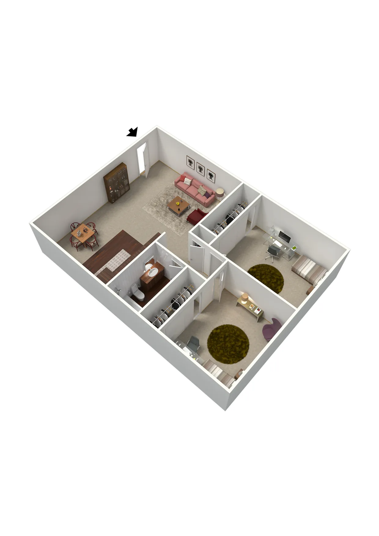 2 Bedroom 1 Bath Apartment