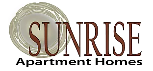 Elegant Sunrise Apartment Homes logo featuring a stylish circular design and bold lettering.