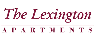 Elegant logo for The Lexington Apartments featuring classic serif typography in deep maroon.
