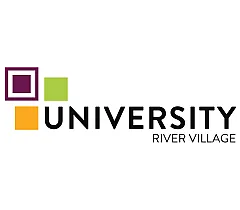 University River Village logo with colorful geometric accents.