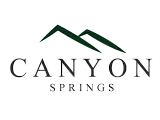 Modern Canyon Springs logo with stylized mountain peaks representing elegance and natural living.