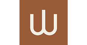 Elegant logo design showcasing a stylized monogram in white on a rich brown background.