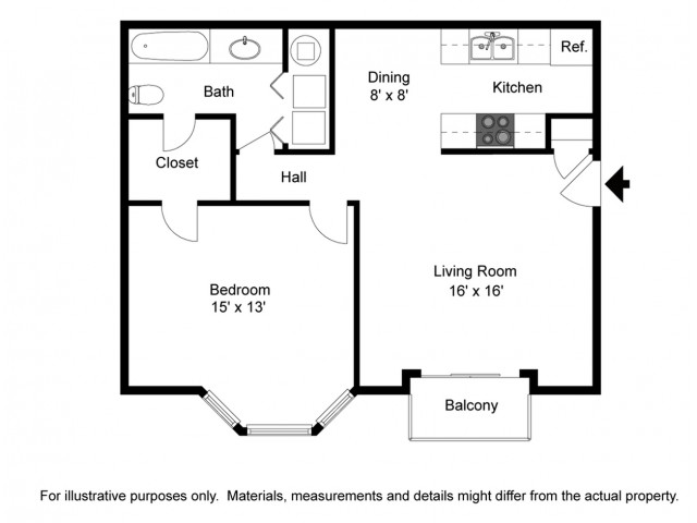 The Saxony - 1 Bedroom / 1 Bathroom / 780 Sq. Ft.
