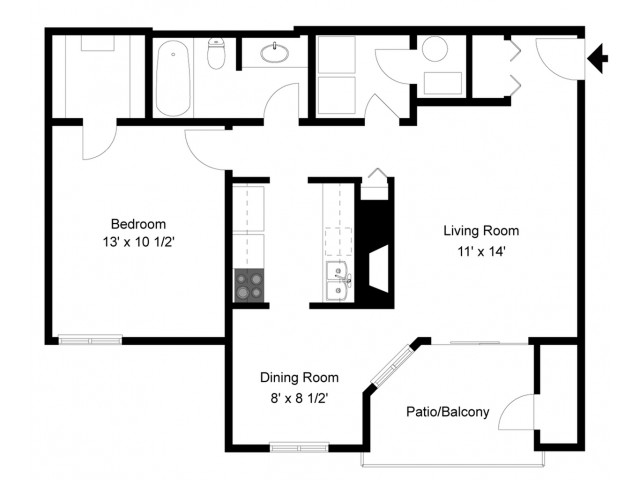 The Summit - 1 Bedroom / 1 Bathroom / 676 Sq. Ft.