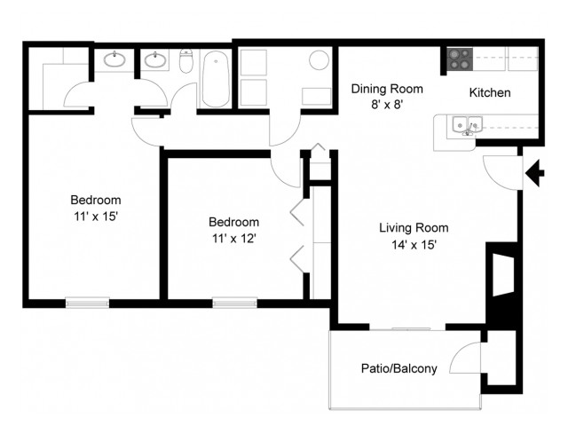 The Summit - 2 Bedrooms / 1 Bathroom / 850 Sq. Ft.