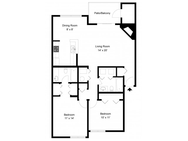 The Summit - 2 Bedrooms / 2 Bathrooms / 1045 Sq. Ft.