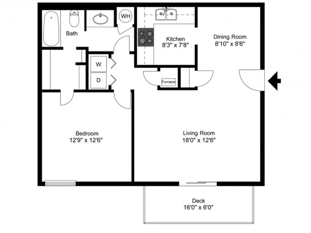 Royal Arms Owensboro - 1 Bedroom / 1 Bathroom / 811 Sq. Ft.