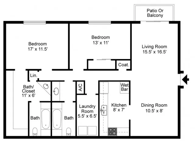 Royal Arms Nashville - 2 Bedrooms / 2 Bathrooms / 1202 Sq. Ft.