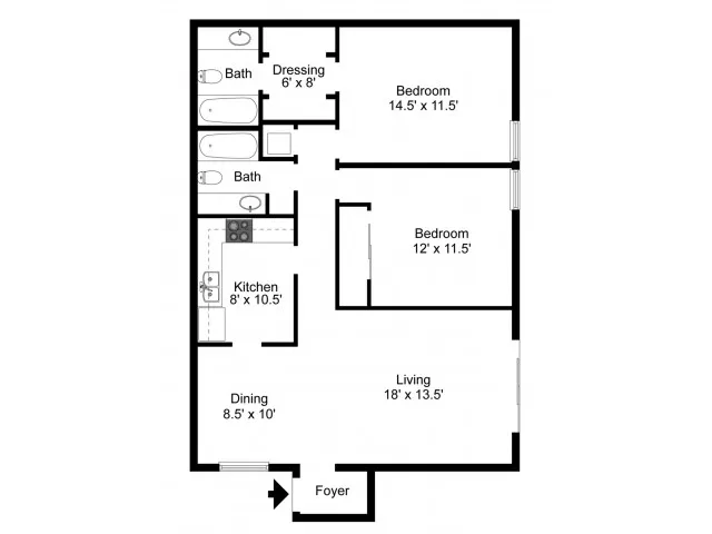 Royal Arms Nashville - 2 Bedrooms / 2 Bathrooms / 1100 Sq. Ft.