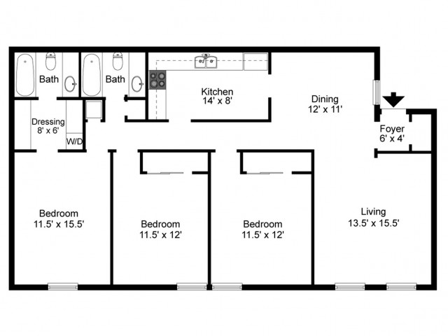 Royal Arms Nashville - 3 Bedrooms / 2 Bathrooms / 1370 Sq. Ft.