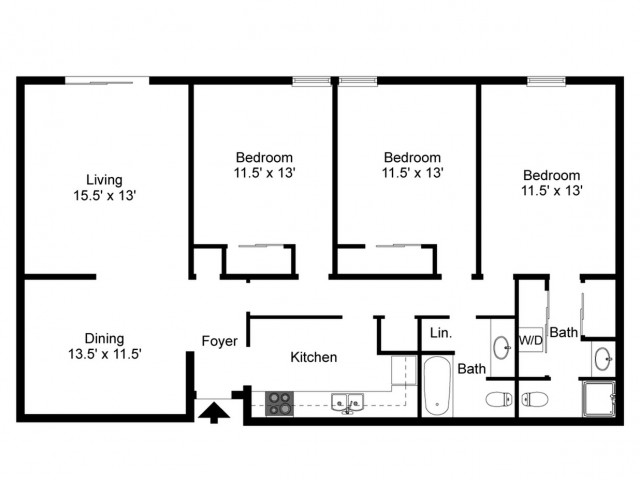 Royal Arms Nashville - 3 Bedrooms / 2 Bathrooms / 1435 Sq. Ft.