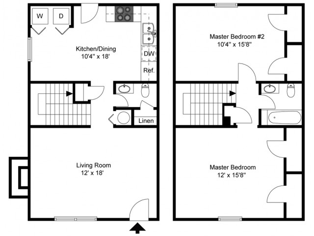 Haywood Meadows - 2 Bedrooms / 1 1/2 Bathroom / 1170 Sq. Ft.