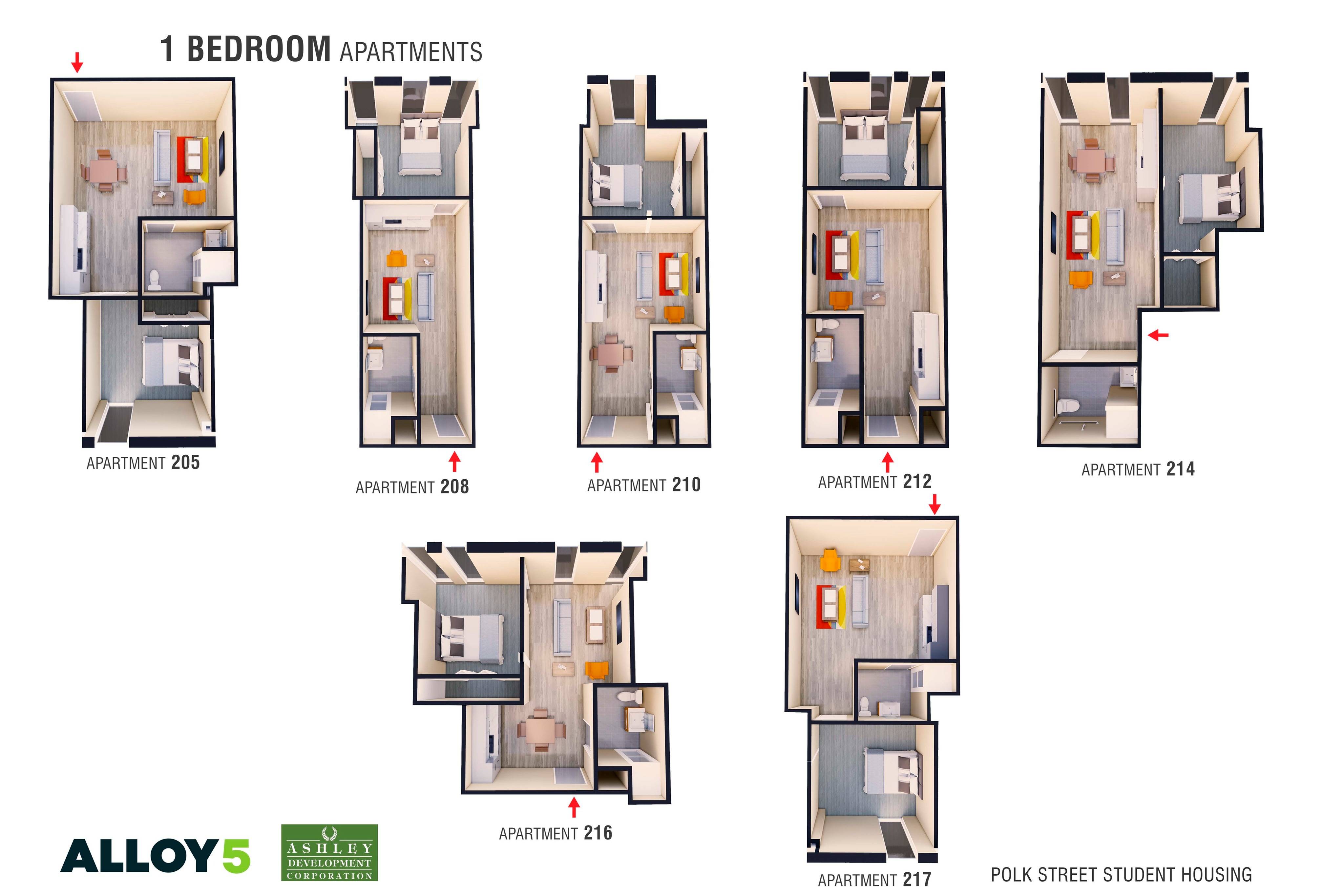 One Bed One Bath Units