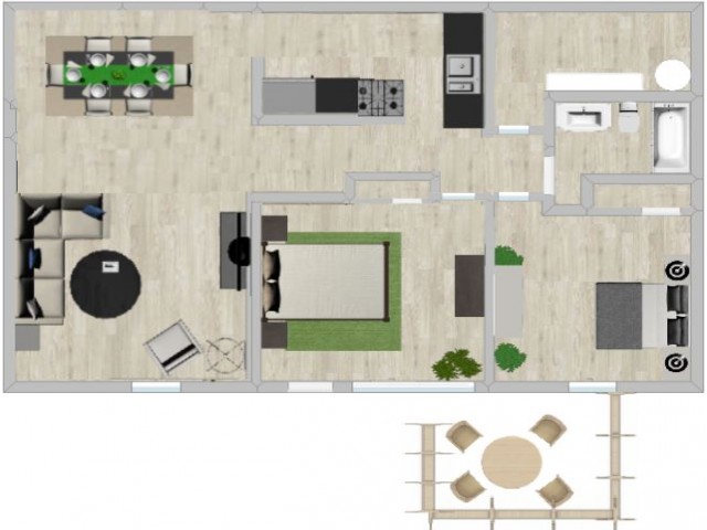 Two Bedroom One Bath