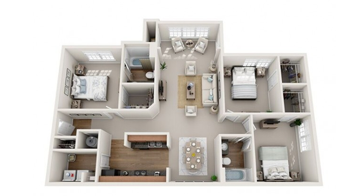 3 Bed 2Bath 1330 sq ft