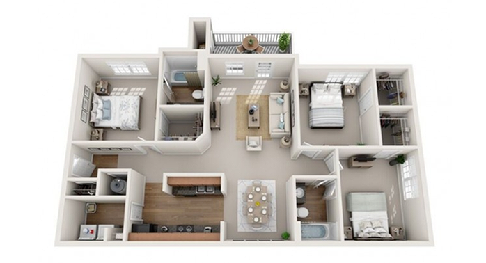 3Bed 2 Bath 1252 sq ft