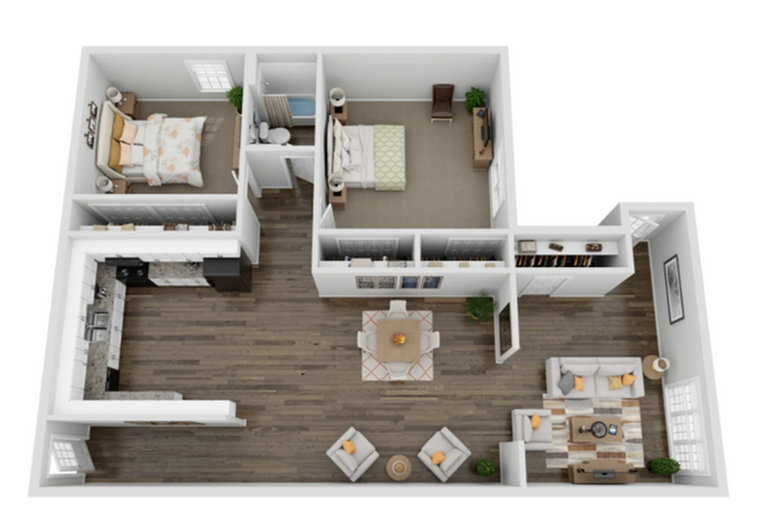 2 Bed 1 Bath 1,220 SQ FT