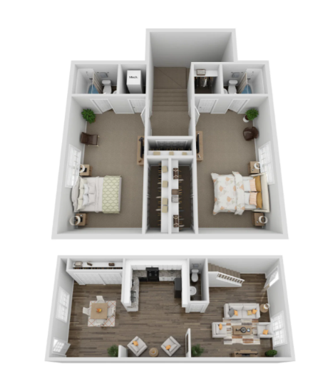 2 Bed 2.5 Bath 1,305 SQ FT