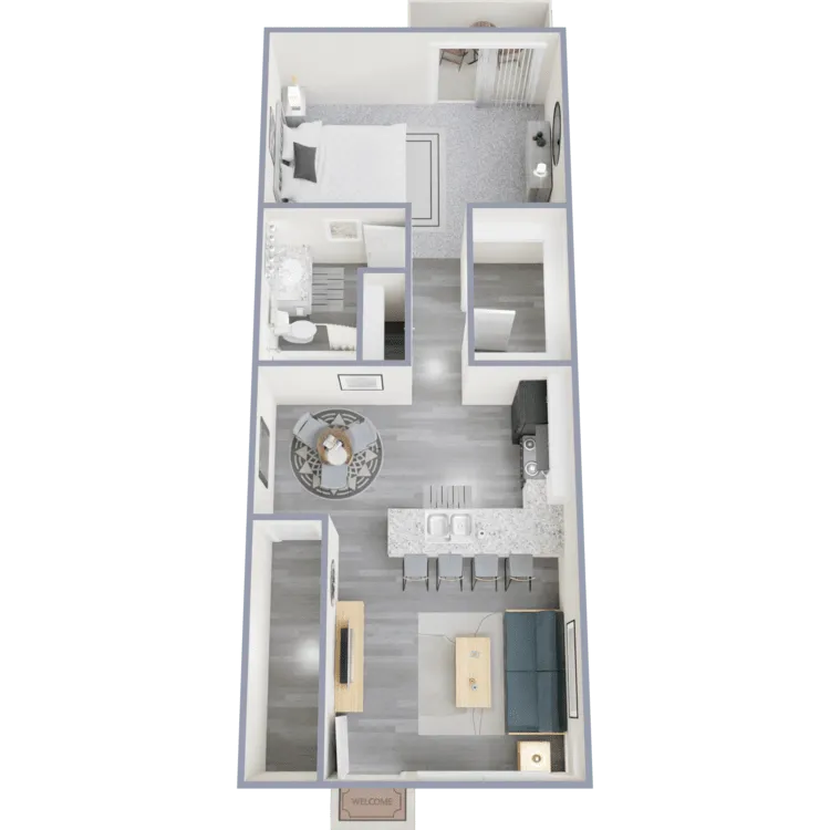 1 bedroom, 1 bathroom