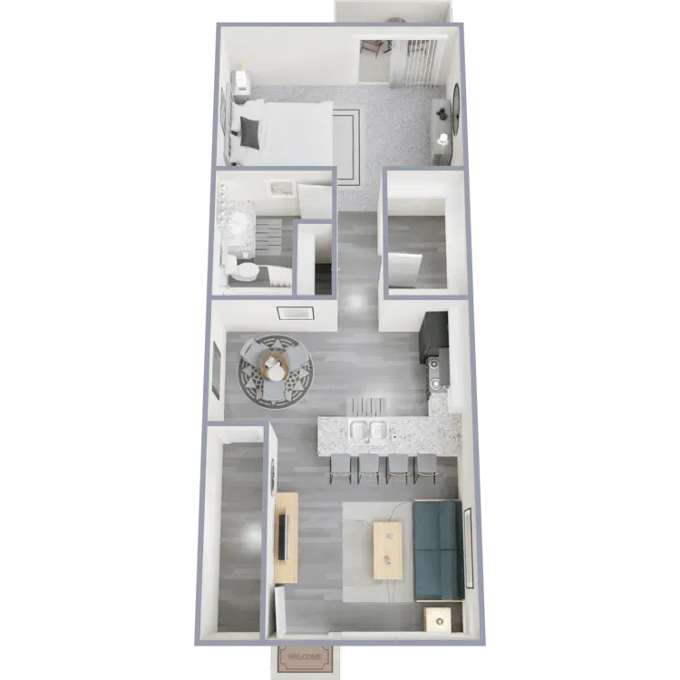 1 bedroom, 1 bathroom