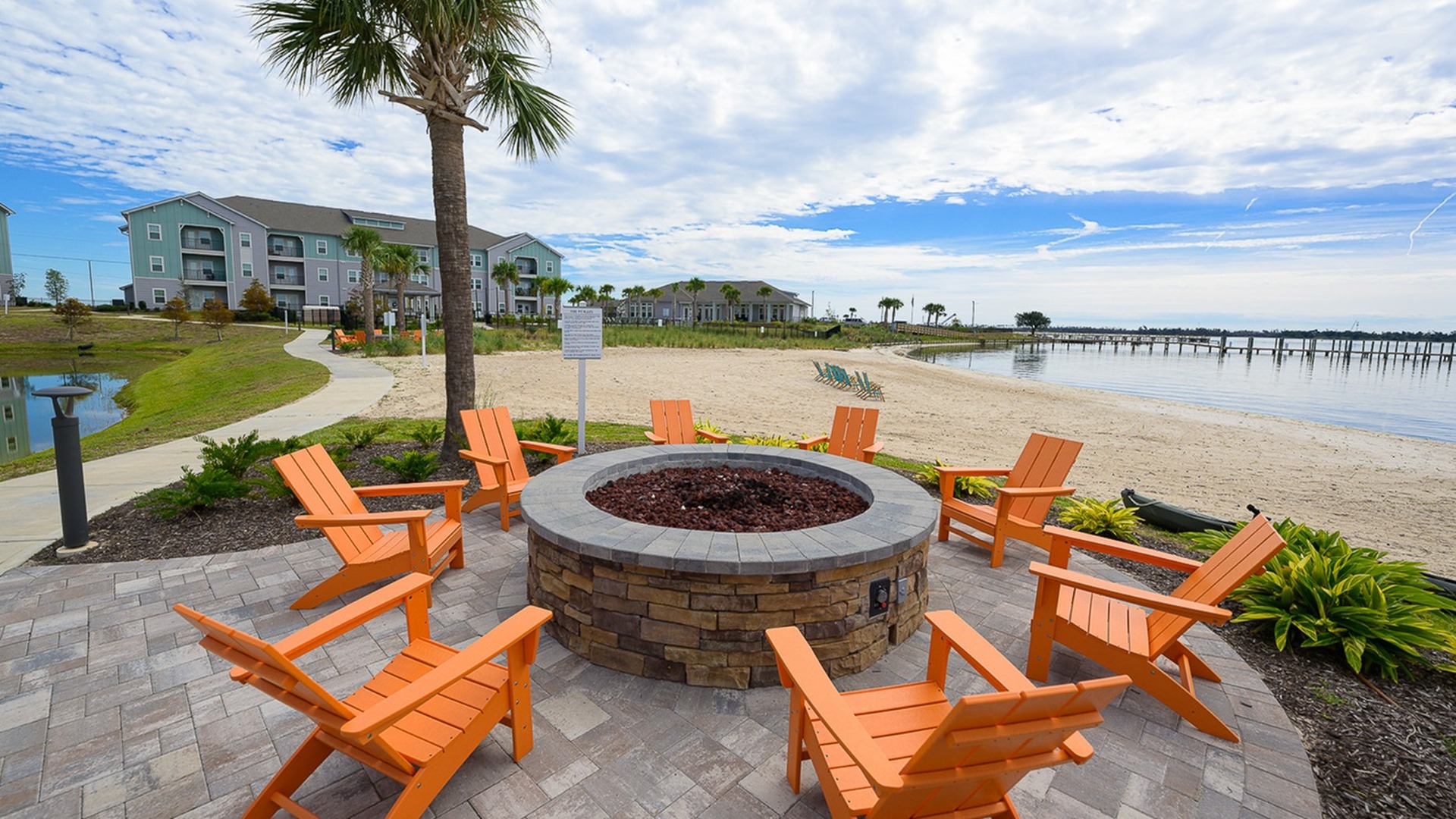 firepit with beach