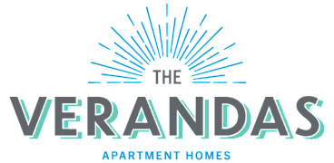 Logo of The Verandas Apartment Homes featuring modern typography with a sunburst design.