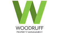Modern Woodruff Property Management logo featuring a stylish green 'W' design.