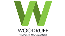 Modern green and dark green 'W' logo of Woodruff Property Management set against a transparent background.
