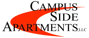 Sleek and modern Campus Side Apartments logo featuring a dynamic red swoosh design.