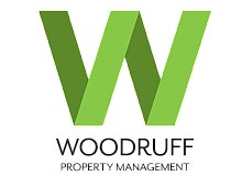 Modern green and dark green W logo for Woodruff Property Management.