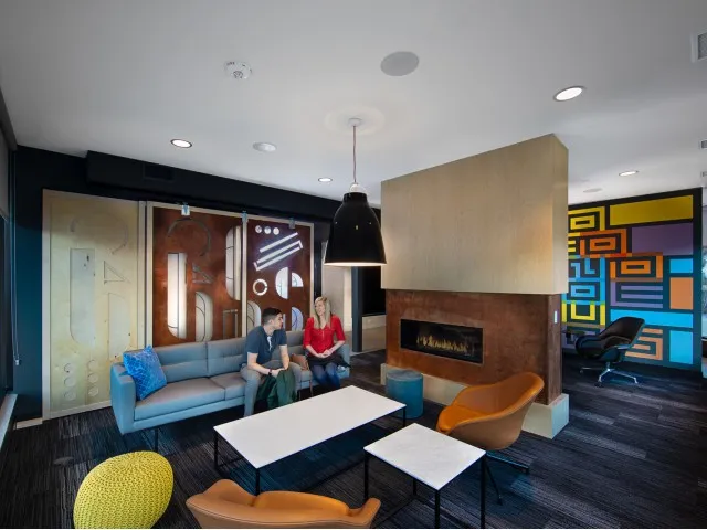 Indoor Fireplace & Resident Lounge